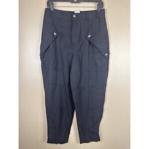 NWT Express Super High Rise Button Fly Pants Women's Size 8 Black Lyocell Cargo